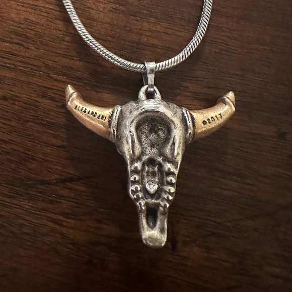 Alex & Ani Spirited Skull, large, two tone necklace - Picture 6 of 10